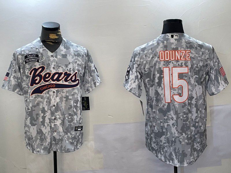 Men Chicago Bears #15 Odunze Nike Arctic Camo 2024 Salute to Service Limited NFL Jersey style 1